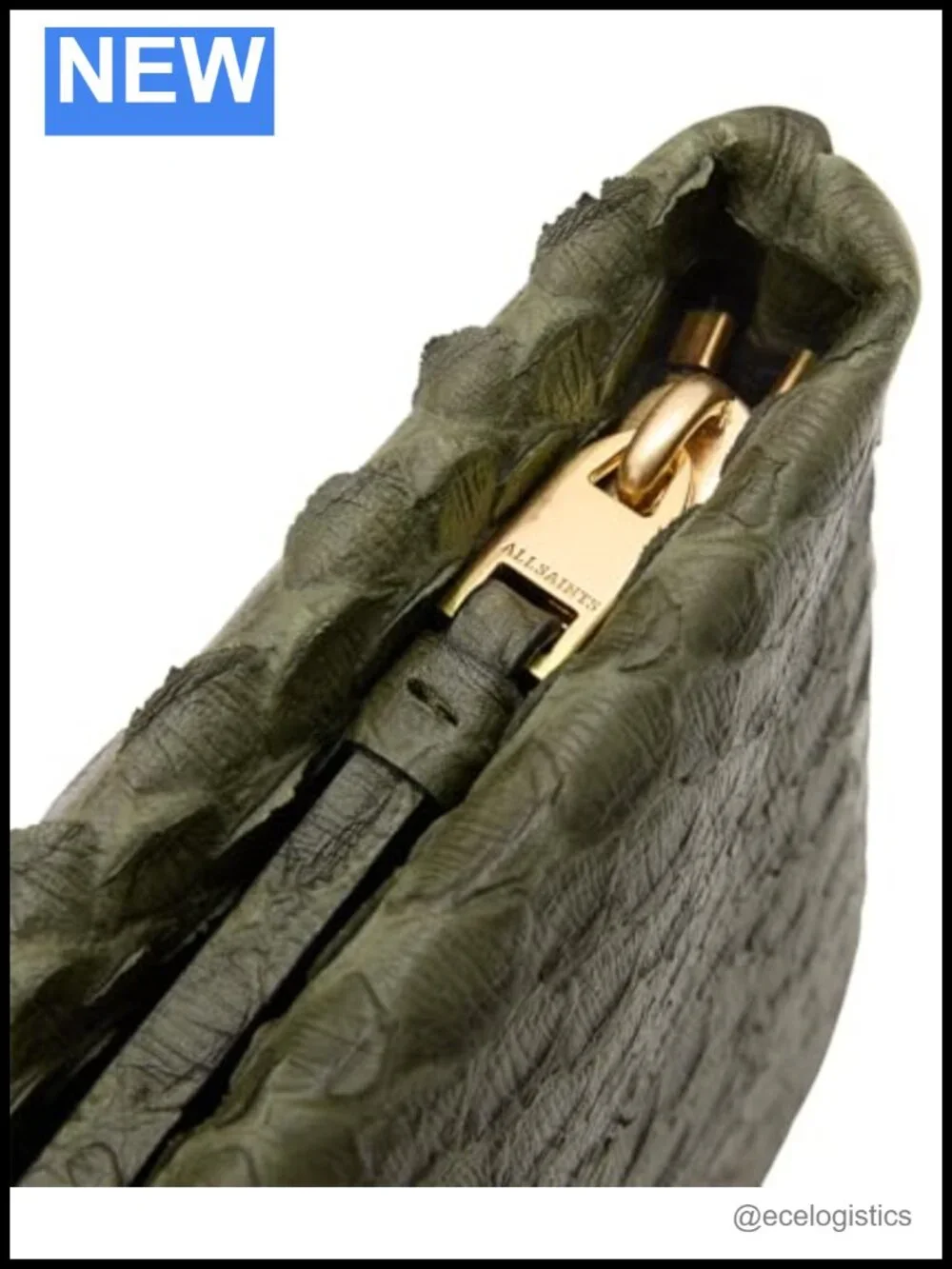AllSaints Bettina Snake Clutch Handbag Cow Leather